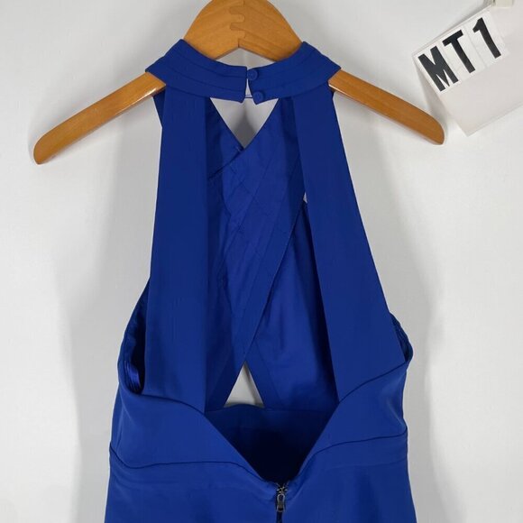 BCBGMaxazria blue halter top open back sz S - Picture 5 of 14
